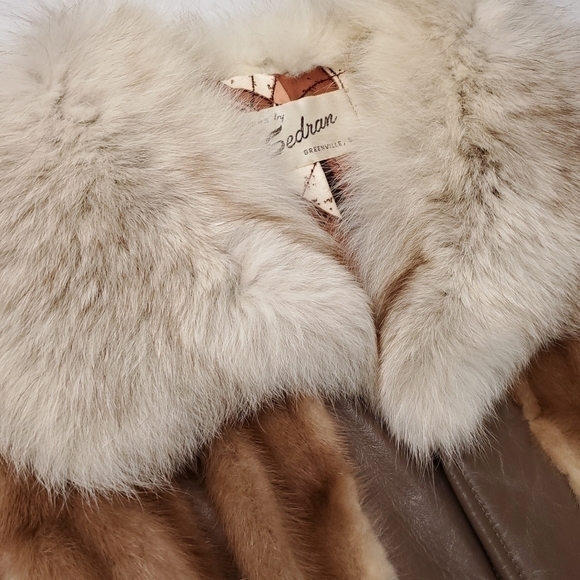 Sedran Furs Vintage Mink Leather Belted Fur Coat Combo - Picture 10 of 16